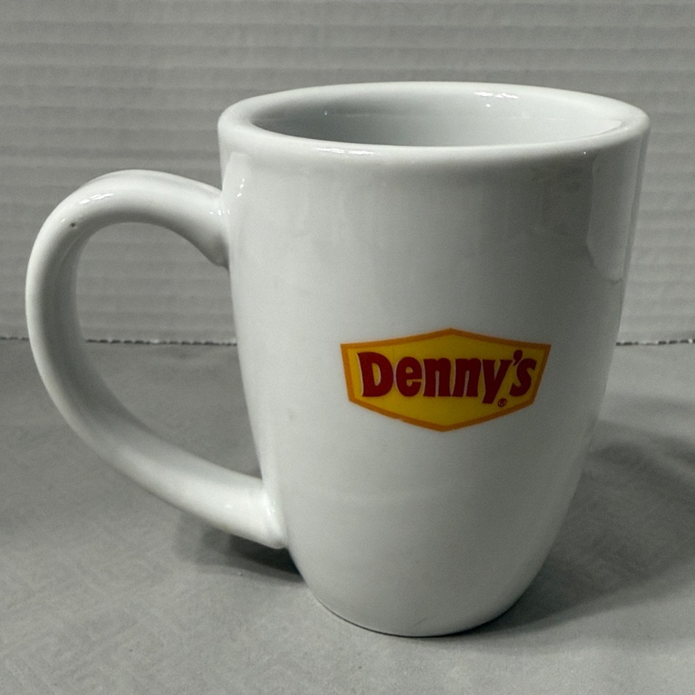 Denny’s White Restaurant Ware Coffee Mug Cup Humorous Statement on Back Oneida